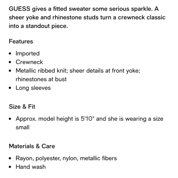 GUESS ladies tan rhinestone rayon blend long sleeve sweater and size large VVGUC - Picture 6 of 12